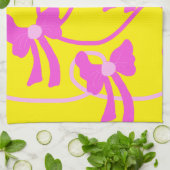 手描き弓ピンクイエロー愛好家 キッチンタオル (折り畳み)