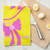 手描き弓ピンクイエロー愛好家 キッチンタオル (四つ折り)
