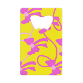 手描き弓ピンクイエロー愛好家 クレジットカード栓抜き