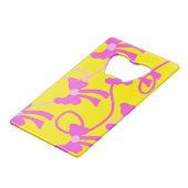 手描き弓ピンクイエロー愛好家 クレジットカード栓抜き (正面アングル)