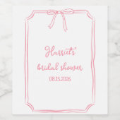 手描き弓ピンクガーリーかわいいシックブライダルシャワー ワインラベル (シングルラベル)