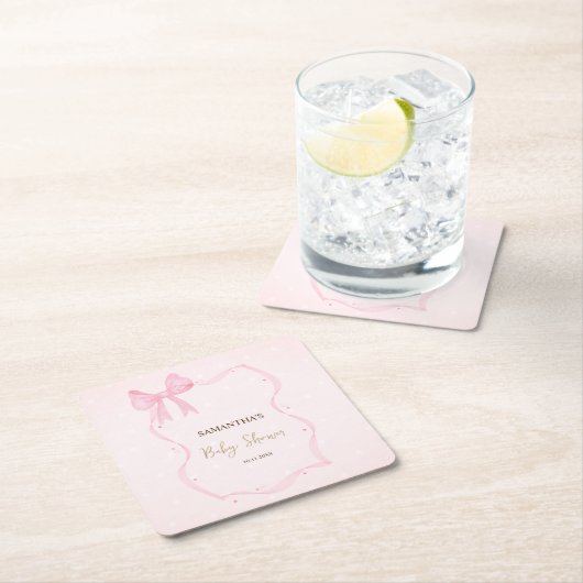 手描き弓フレームエレガントドット スクエアペーパーコースター (インサイチュ)