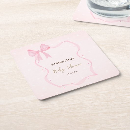 手描き弓フレームエレガントドット スクエアペーパーコースター (アングル)