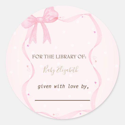 手描き弓フレームエレガントドット ラウンドシール (正面)