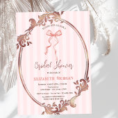手描き弓、フレームピンクストライプブライダルシャワー 招待状
