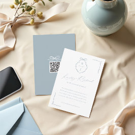 手描き弓&リボンモノグラムクレスト結婚ズ 出欠カード