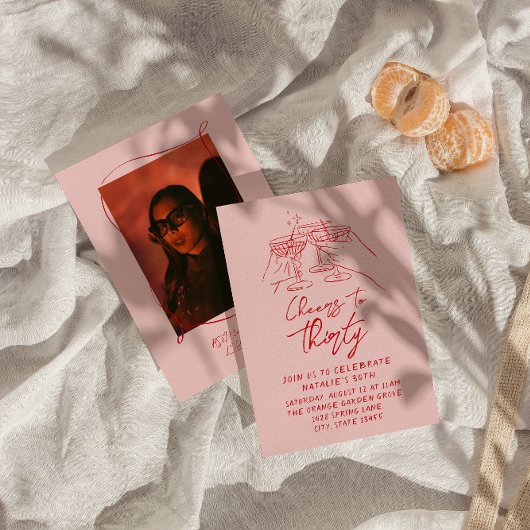 手描き応援330thフォト誕生日 招待状