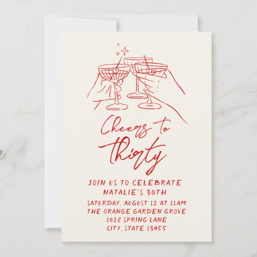 手描き応援330thフォト誕生日 招待状 (正面)