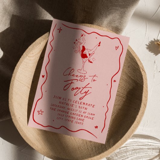 手描き応援40歳予測できなの誕生日 招待状