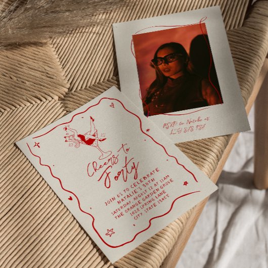 手描き応援440thフォト誕生日 招待状