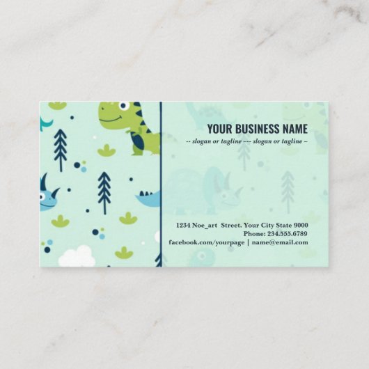 手描き恐竜の模様 名刺 (裏面)