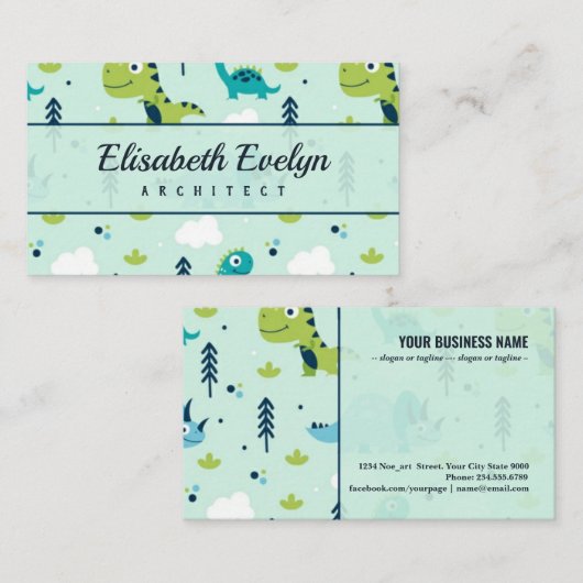 手描き恐竜の模様 名刺 (正面/裏面)