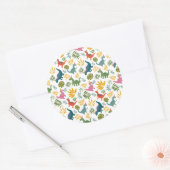 手描き恐竜キッドの誕生日パーティー ラウンドシール (封筒)