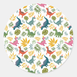 手描き恐竜キッドの誕生日パーティー ラウンドシール