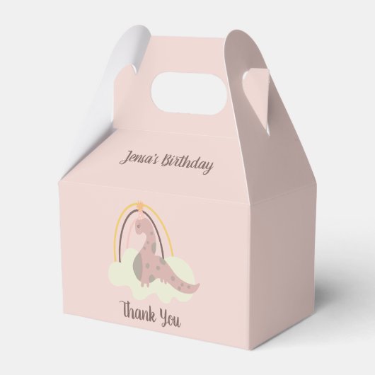 手描き恐竜レインボーバースデーパーティーピンクF フェイバーボックス (正面サイド)