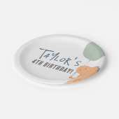 手描き恐竜&バルーンボーイ誕生日パーティー ペーパープレート (アングル)