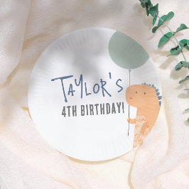 手描き恐竜&バルーンボーイ誕生日パーティー ペーパープレート