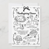 手描き感謝祭ディナー 招待状 (正面)