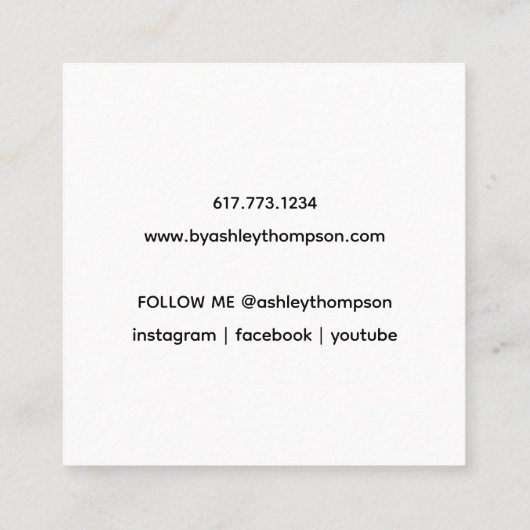 手描き手作りラヴティール(緑がかった色) スクエア名刺 (裏面)