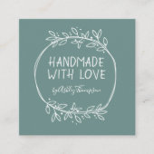 手描き手作りラヴティール(緑がかった色) スクエア名刺 (正面)