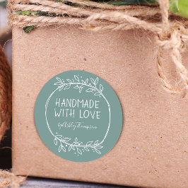 手描き手作りラヴパーソナライズされたティール（緑がかった色） ラウンドシール