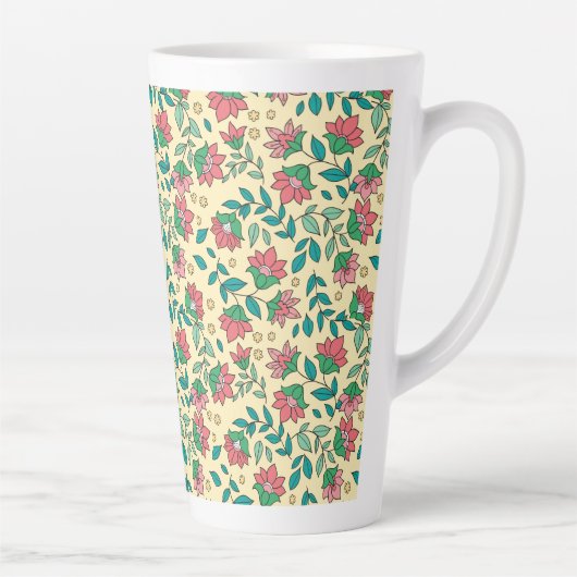 手描き押し花葉っぱ模様 カフェラテマグ (右)