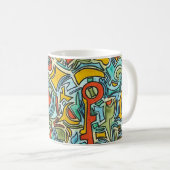 手描き抽象アートの宝箱 コーヒーマグカップ (正面右)