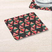 手描き抽象芸術スイカ模様 スクエアペーパーコースター (アングル)