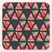 手描き抽象芸術スイカ模様 スクエアペーパーコースター (正面)