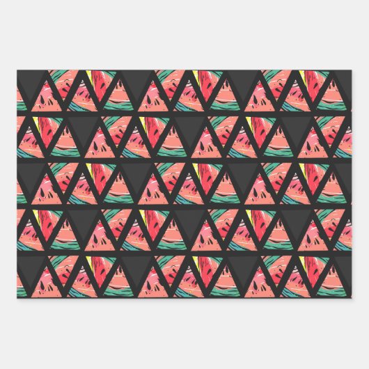 手描き抽象芸術スイカ模様 ラッピングペーパーシート (正面2)