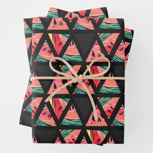 手描き抽象芸術スイカ模様 ラッピングペーパーシート (インサイチュ)