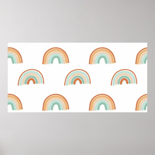 手描き抽象芸術虹のシームレスなパターン ポスター (正面)