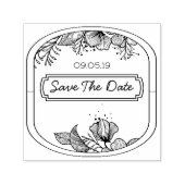 手描き文字モノグラムフレームフローラ花sket セルフインキングスタンプ (デザイン)