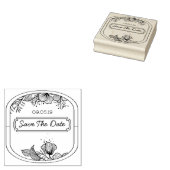 手描き文字モノグラムフレームフローラ花sket ラバースタンプ (押印)