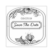 手描き文字モノグラムフレームフローラ花sket ラバースタンプ (インプリント)