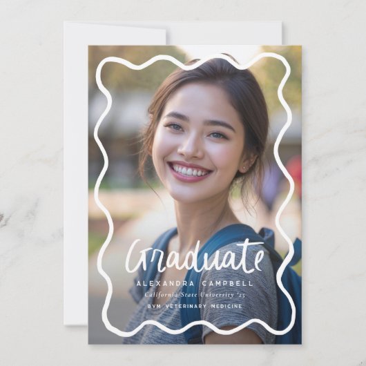 手描き斜枠卒業写真 案内状 (正面)