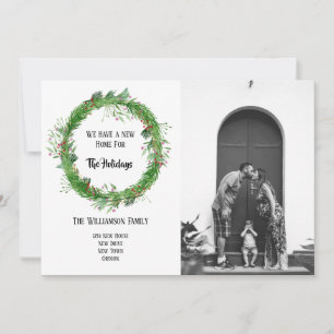 手描き新しい家のための休日のフォトカード シーズンカード