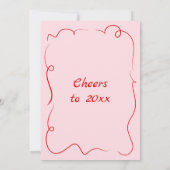 手描き新年イブパーティの招待状ピンクレッド 招待状 (裏面)