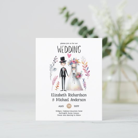 手描き新郎新婦かわいいおもしろい結婚式の誘い (スタンド正面)