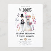 手描き新郎新婦かわいいおもしろい結婚式の誘い (正面)