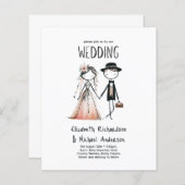 手描き新郎新婦シンプルかわいい結婚式 (正面/裏面)