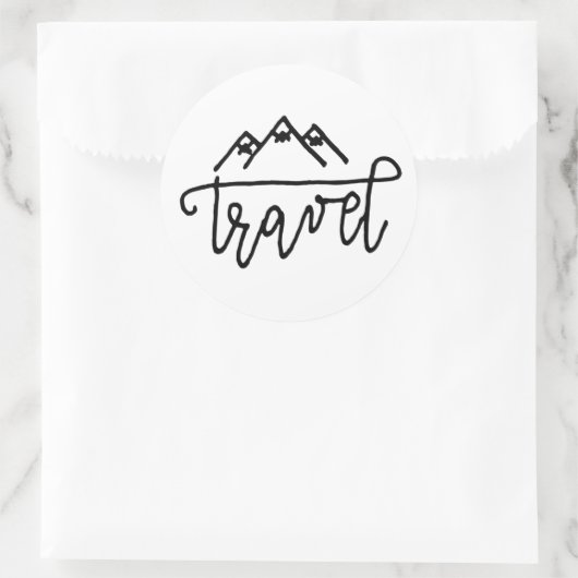 手描き旅行文字 ラウンドシール (バッグ)