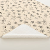 手描き昆虫模様ブランケット シェルパブランケット (3/4)