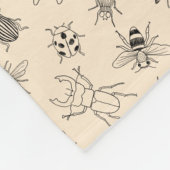 手描き昆虫模様ブランケット フリースブランケット (角)