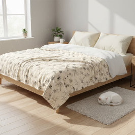 手描き昆虫模様ブランケット フリースブランケット