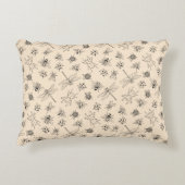 手描き昆虫模様 アクセントクッション (正面)