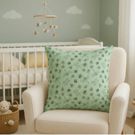 手描き昆虫模様 クッション