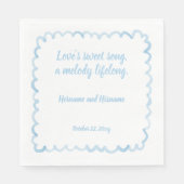 手描き明お洒落るい青の波状フレーム引用文 スタンダードランチョンナプキン (正面)