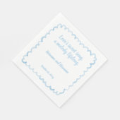 手描き明お洒落るい青の波状フレーム引用文 スタンダードランチョンナプキン (角)