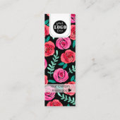 手描き明るい花ブックマーク スキニー名刺 (裏面)